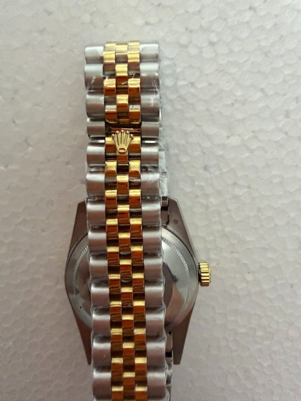 Two Tone 36mm Watch Gold Silver Champagne Dial Crystal Hour Markers - Picture 7 of 8